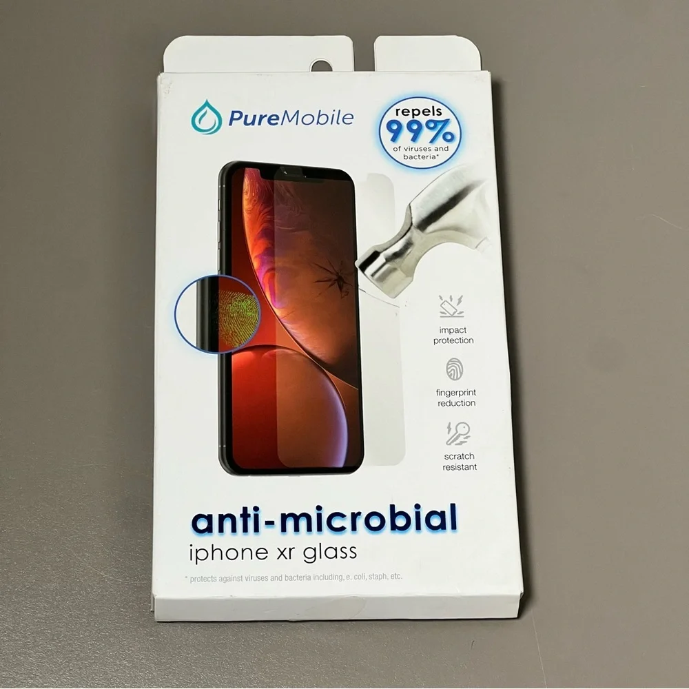 NEW PureMobile Anti-microbial invisible shield Glass iPhone XR Scratch Resistant